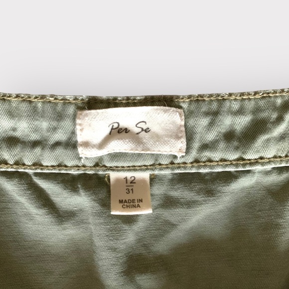 Per Se sage green cargo metal button down skirt with front pockets capsule - Picture 4 of 6